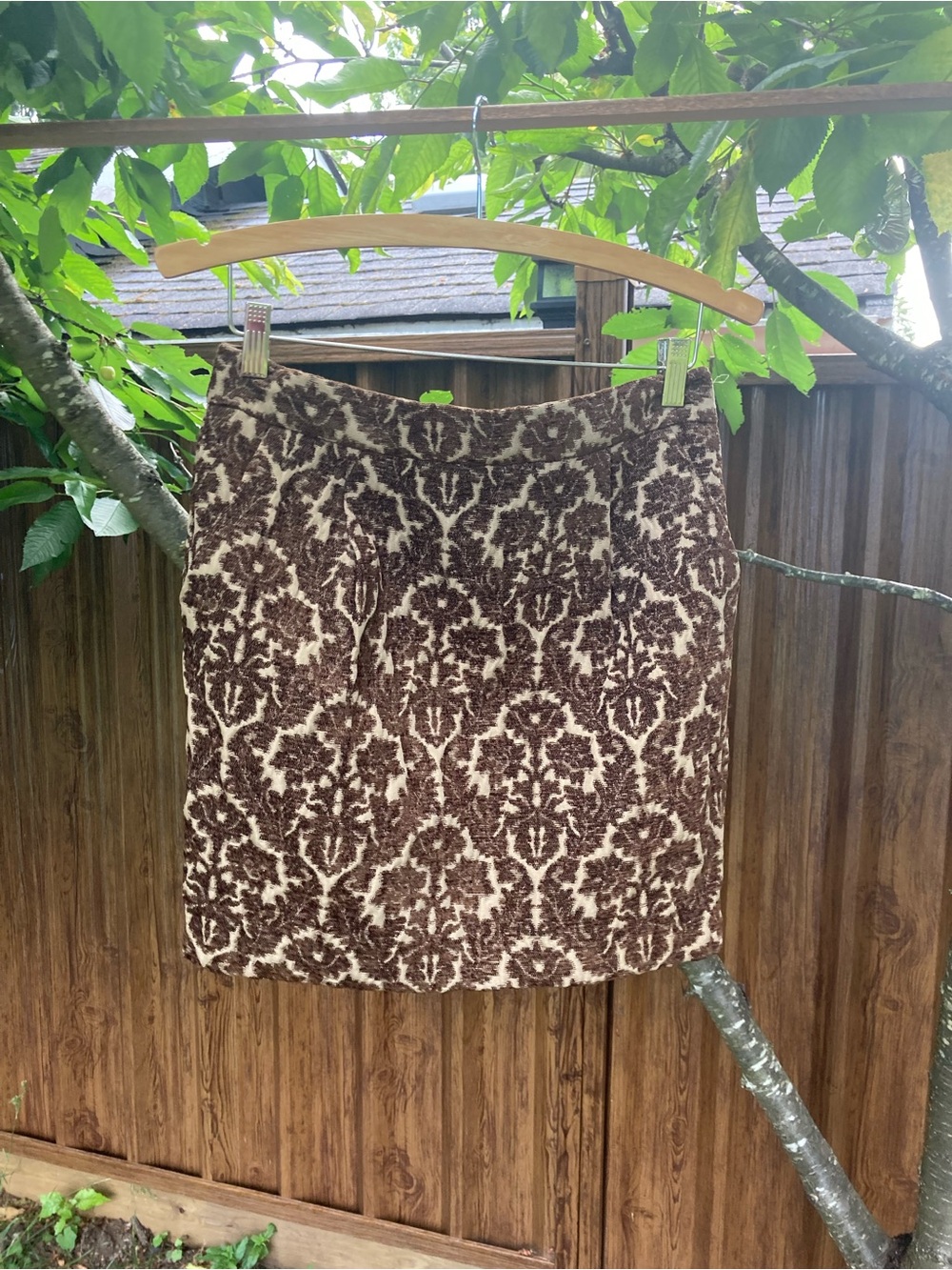 Joe Fresh Brown and Cream Damask Mini Skirt